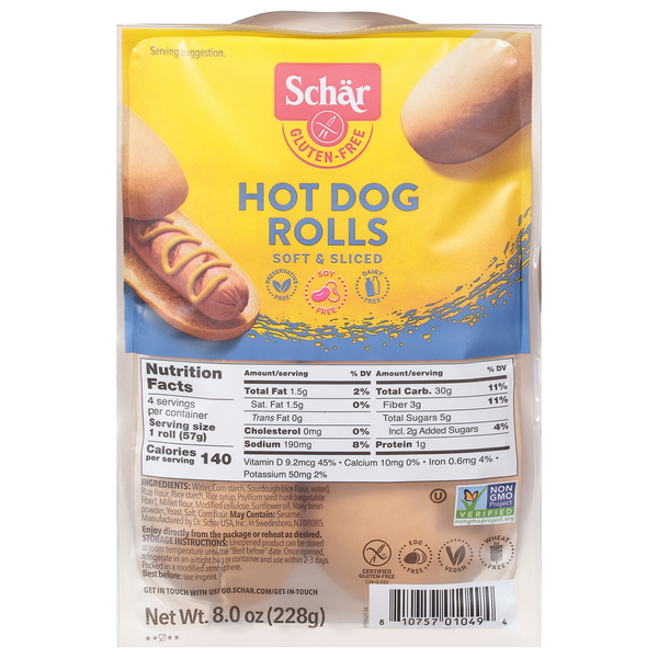 Buns & Rolls Schär Hot Dog Rolls, Gluten-Free hero