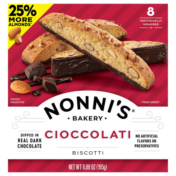 Packaged Cookies Nonni's Biscotti, Cioccolati hero