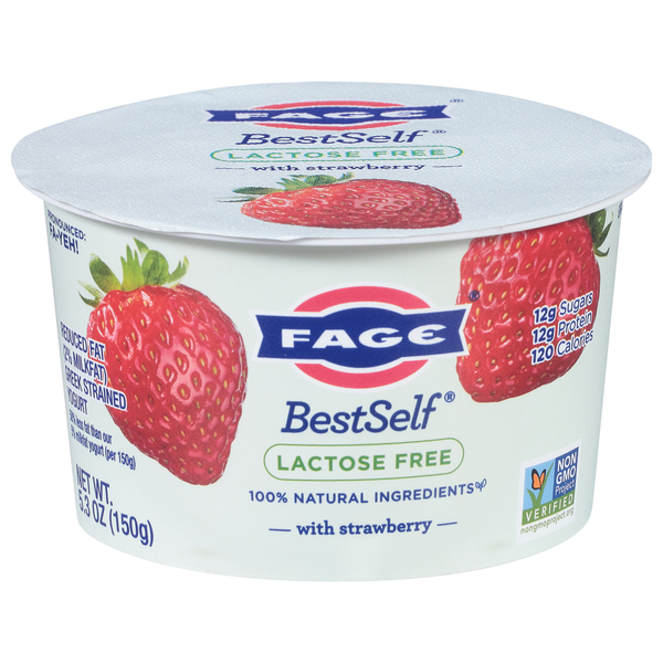 Yogurt FAGE Yogurt, Greek Strained, Strawberry, Reduced Fat hero