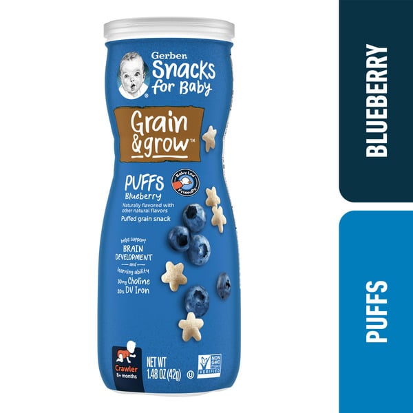 Baby Food & Formula Gerber Snacks Grain And Grow Puffs Blueberry hero