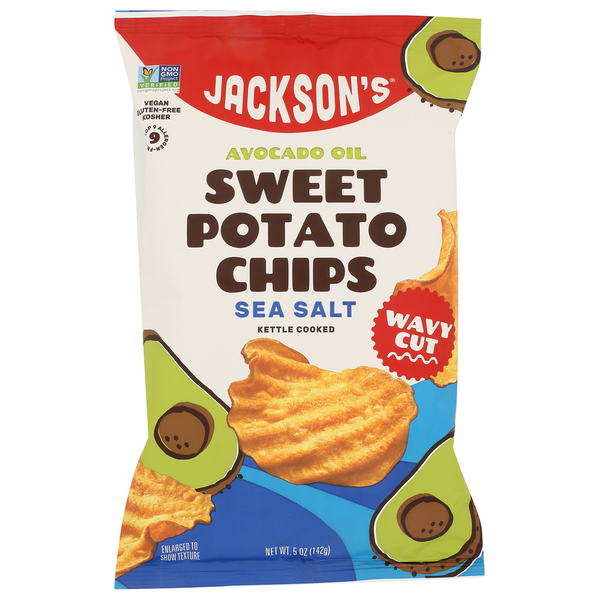 Jackson's Wavy Sea Salt 5Oz Avocado Oil Sweet Poato Chips hero