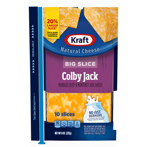 Packaged Cheese Kraft Big Slice Colby Jack Marbled Cheese Slices, 10 ct Pack hero