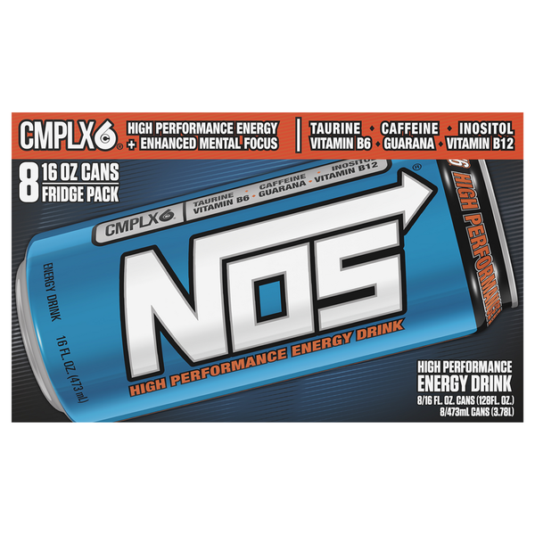 Energy & Sports Drinks NOS Energy Drink, High Performance, Fridge Pack hero