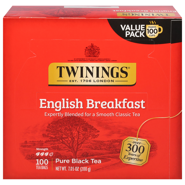 Tea Twinings Black Tea, Pure, English Breakfast, Tea Bags, Value Pack hero