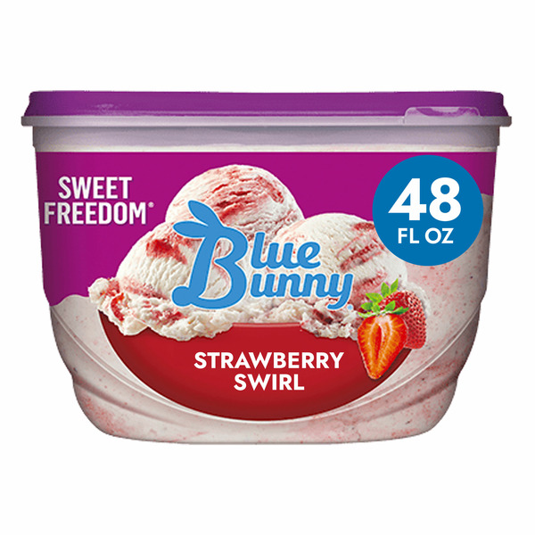 Ice Cream & Ice Blue Bunny Sweet Freedom Double Strawberry Swirl Reduced Fat Ice Cream hero