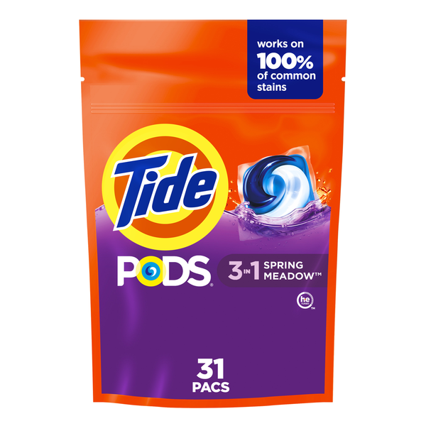 Laundry Tide PODS Laundry Detergent Soap Pacs, HE Compatible, Spring Meadow hero