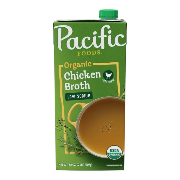 Soup, Broth & Bouillon Pacific Foods Low Sodium Organic Free Range Chicken Broth hero