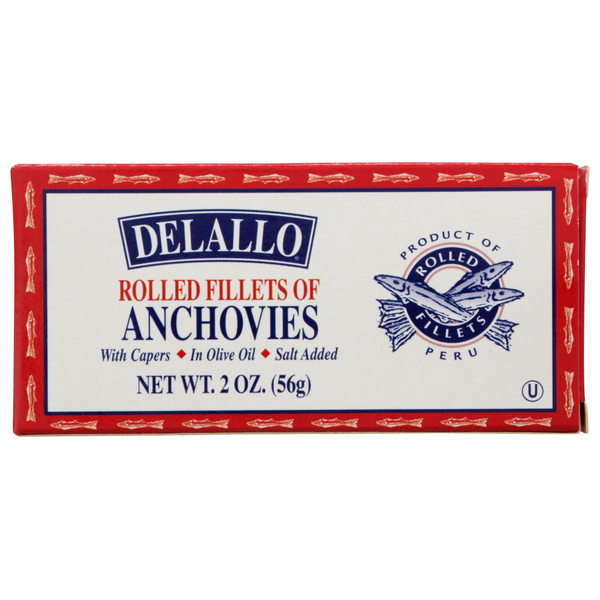 Canned Meat & Seafood DeLallo Anchovy Rolled Capers hero