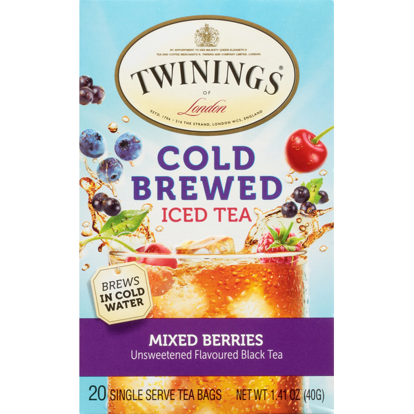 Tea Twinings Iced Tea, Cold Brewed, Mixed Berries, Tea Bags hero