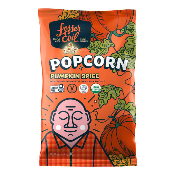 Popcorn & Jerky LesserEvil Organic Popcorn, Pumpkin Spice hero