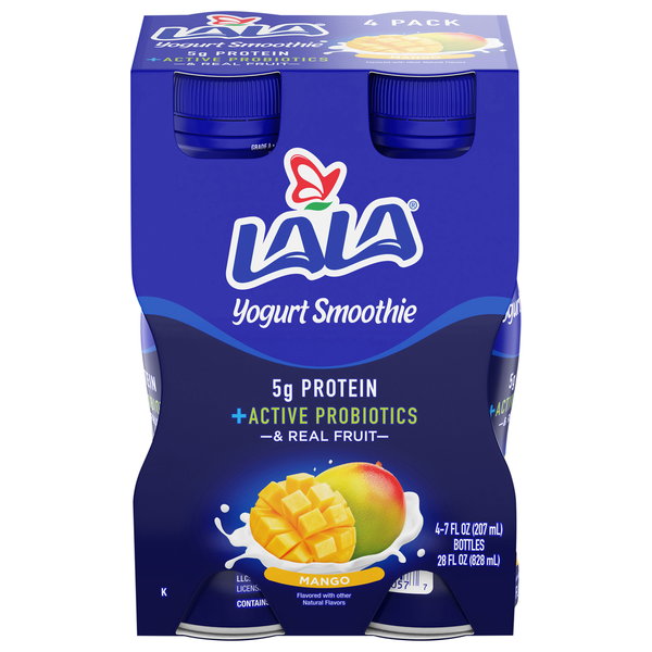 Refrigerated LALA Yogurt Smoothies, Mango, 4 Pack hero