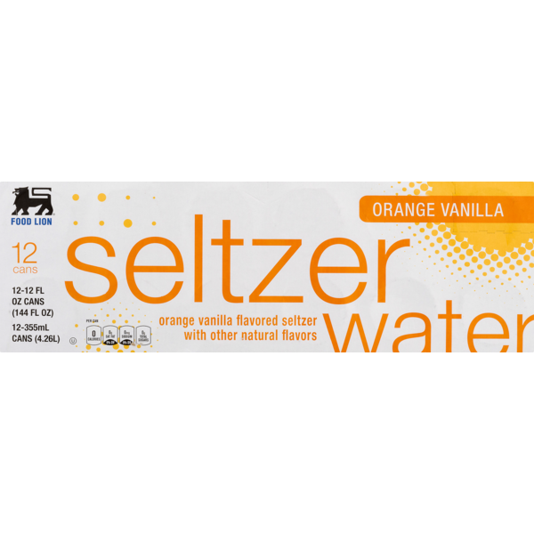 Soft Drinks Food Lion Seltzer Water, Orange Vanilla, Box hero