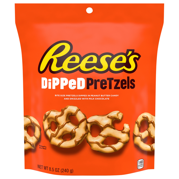 Chips & Pretzels Reese's Milk Chocolate Peanut Butter Dipped Pretzels hero