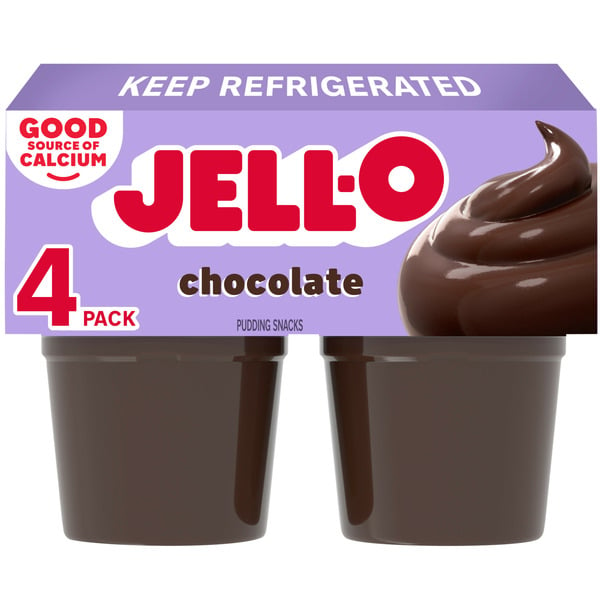 Refrigerated Pudding & Desserts Jell-O Jell-O Original Chocolate Pudding Cups Snack hero