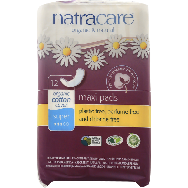 Feminine Care Natracare Pads, Maxi, Super hero