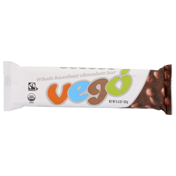 VEGO Vegan, Organic, Fair Trade Chocolate Bar With Whole Hazelnuts hero