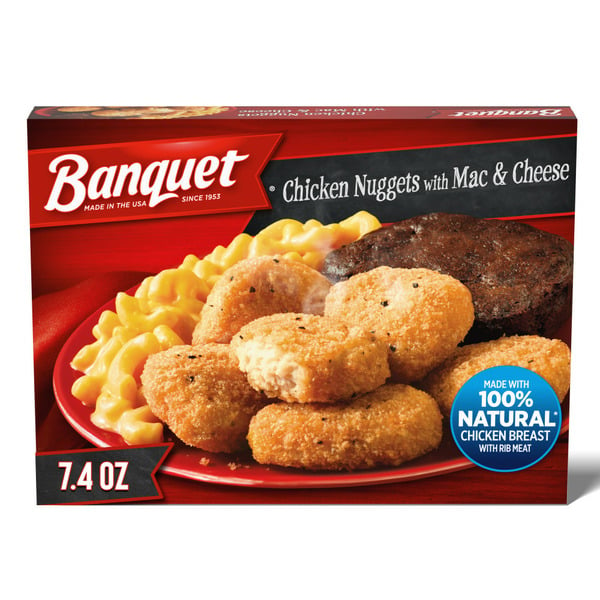 Frozen Meals Banquet Chicken Nuggets with Mac and Cheese and Brownie, Frozen Meal hero