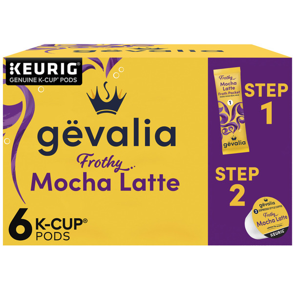 Coffee Gevalia 2-Step Mocha Latte Espresso K-Cup® Coffee Pods & Froth Packets Kit hero