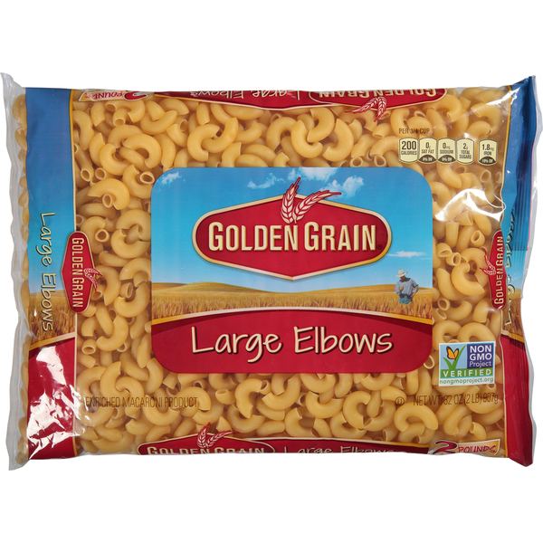 Dry Pasta Golden Grain Elbows, Large hero