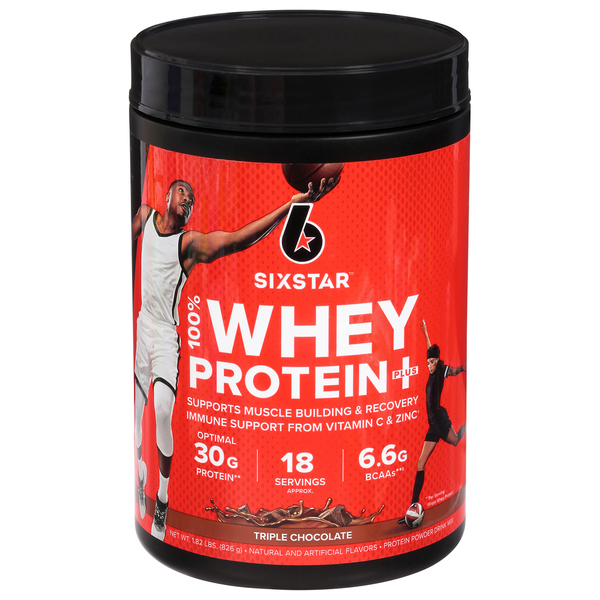 Protein & Meal Replacements Six Star 100% Whey Protein Plus Protein Powder, Triple Chocolate, 100% Whey Protein Plus hero