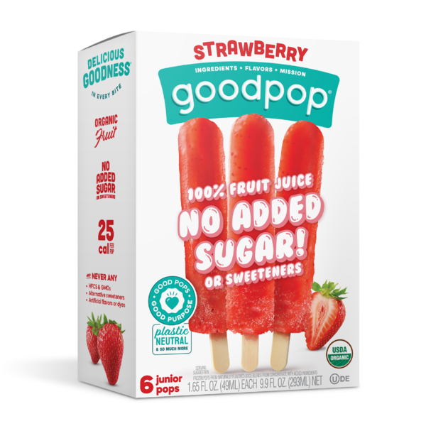 Frozen Foods GoodPop Organic Strawberry Ice Pops, No Added Sugar Fruit Bars hero