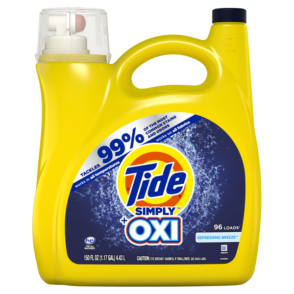 Tide Simply + Oxi Liquid Laundry Detergent, Refreshing Breeze, 96 loads hero