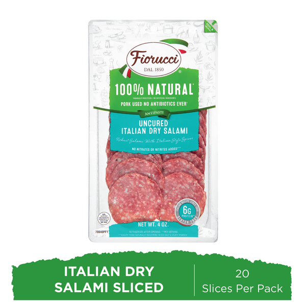 Lunch Meat Fiorucci Pre-Sliced 100% Natural Italian Dry Salami,  Resealable Package hero