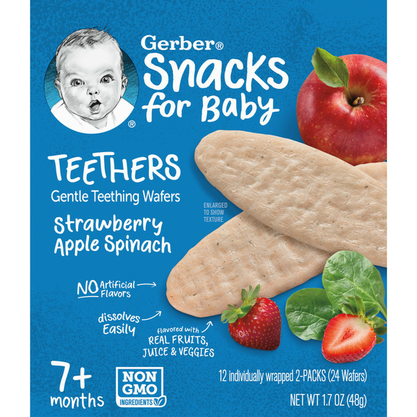 Baby Food & Formula Gerber Teethers Strawberry Apple Spinach hero