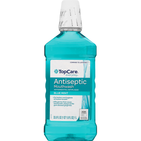 Oral Hygiene TopCare Mouthwash, Antiseptic, Blue Mint hero