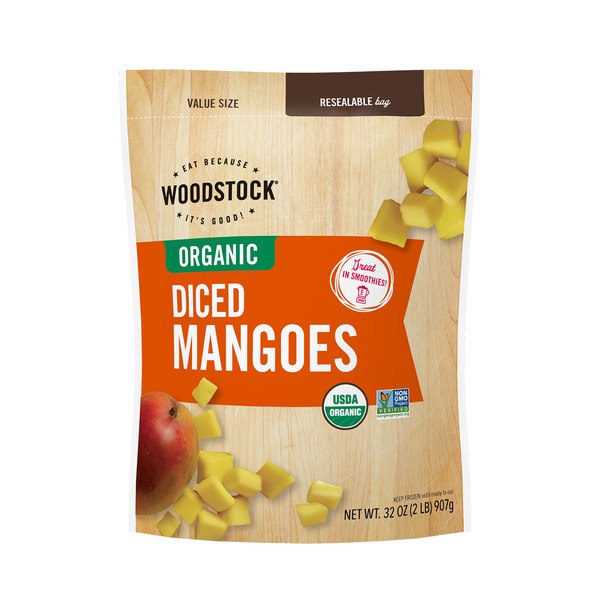 Packaged Vegetables & Fruits WOODSTOCK Organic Diced Mangos hero