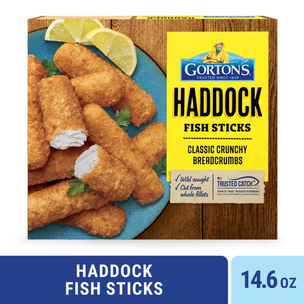 Frozen Meat & Seafood Gorton's Classic Crunchy Breadcrumbs Haddock Fish Sticks hero