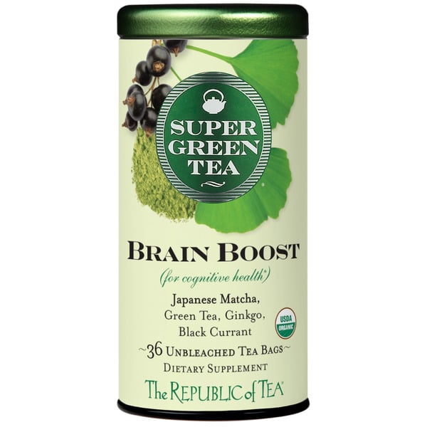 Tea The Republic of Tea Brain Boost Super Green Tea, Organic Japanese Matcha Green Tea hero