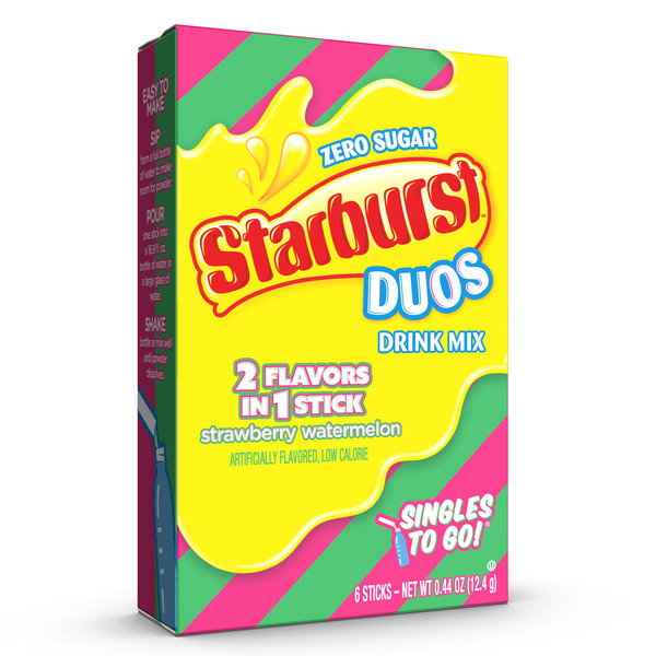 Starburst Duo Singles to Go, Strawberry Watermelon Low Calorie Drink Mix hero