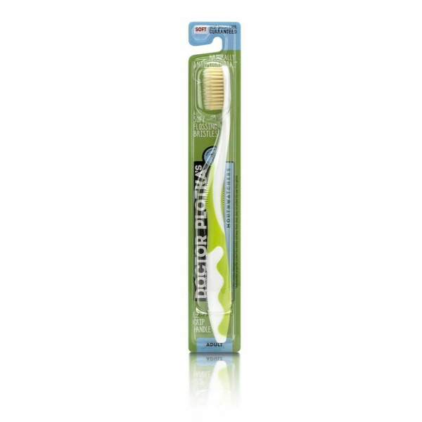 Oral Hygiene Mouth Watchers Antimicrobial Toothbrushes with Flossing Bristles, Adult Green hero