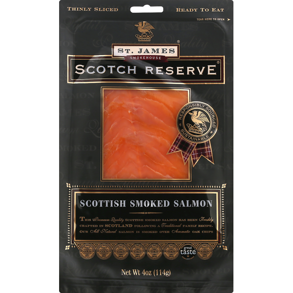 Packaged Seafood St. James Smokehouse Salmon, Scottish, Smoked, Thinly Sliced hero