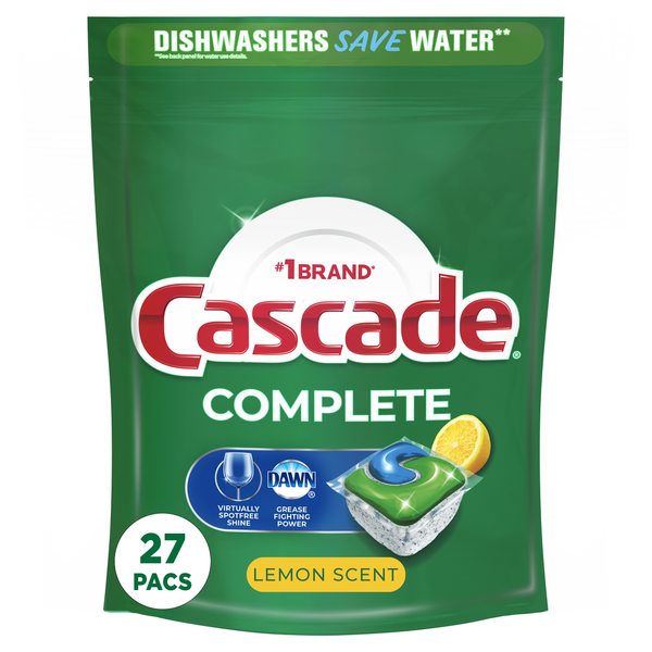 Dish Detergents Cascade Complete Dishwasher Pods, Lemon hero