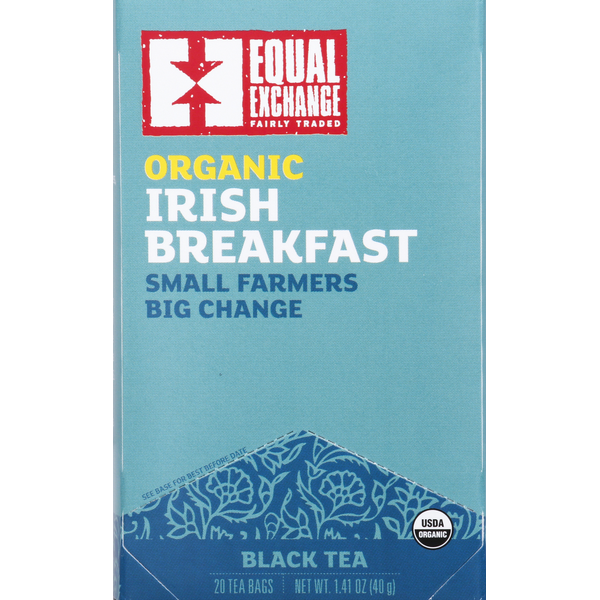 Tea Equal Exchange Black Tea, Organic, Irish Breakfast, Tea Bags hero