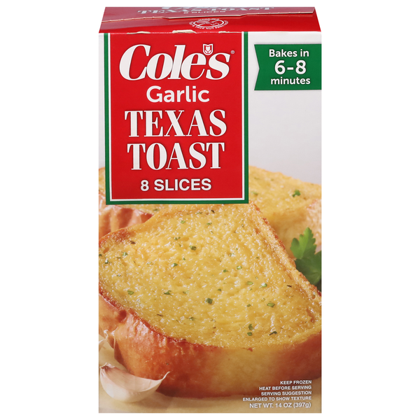 Frozen Pizza cole's Texas Toast, Garlic hero