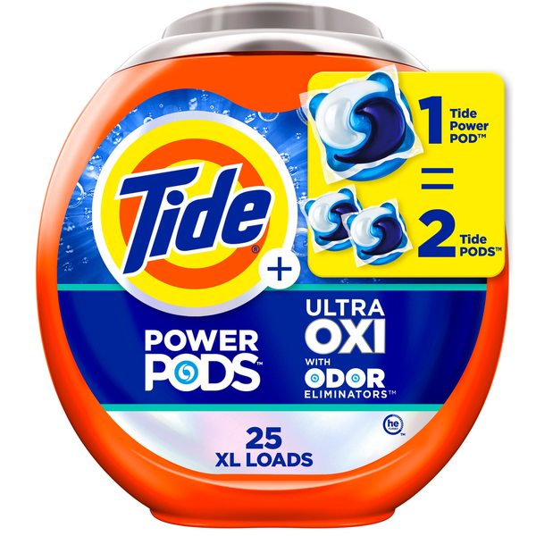 Laundry Tide Ultra OXI Power PODS with Odor Eliminators Laundry Detergent Pacs hero