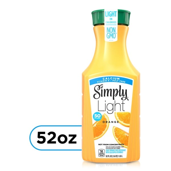 Juice & Nectars Simply Light Orange Pulp Free With Calcium & Vitamin D Orange Juice, Non-Gmo hero