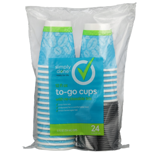 Plates, Bowls, Cups & Flatware Simply Done To-Go Cups With Re-Closable Lids hero