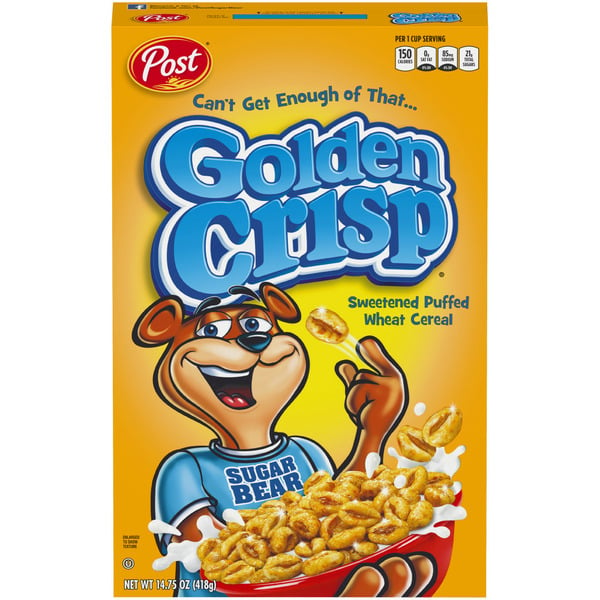 Cereal Post Golden Crisp Breakfast Cereal, Breakfast Snacks, Sweetened Wheat Cereal, Kosher hero