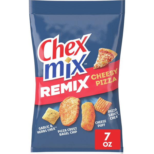 Chips & Pretzels Chex Mix Remix Cheesy Pizza Flavored Snack Mix hero