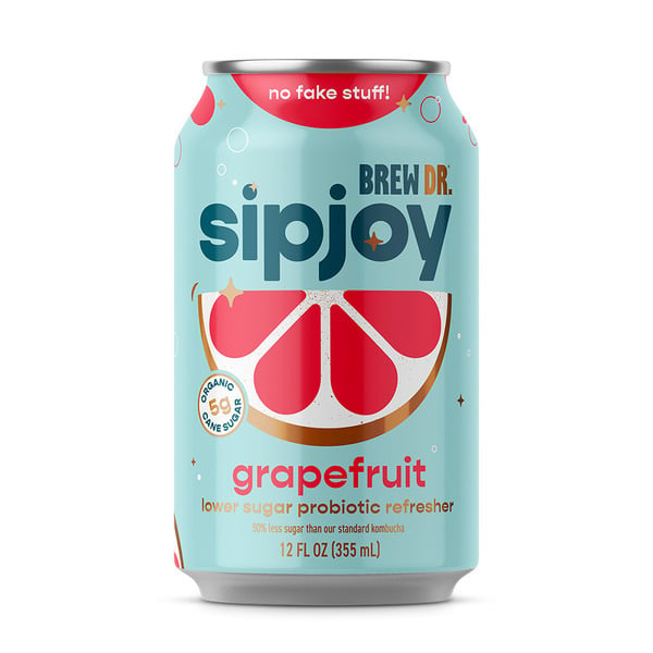 Refrigerated Sipjoy grapefruit, probiotic sparkling water hero