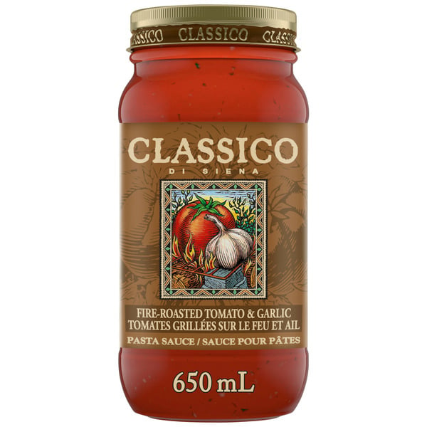 Pasta Sauce Classico Fire Roasted Tomato & Garlic Spaghetti Pasta Sauce hero