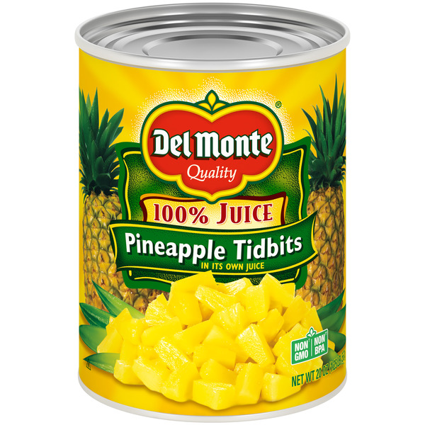 Canned Fruit & Applesauce Del Monte Pineapple Tidbits, 100% Juice hero