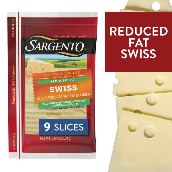 Packaged Cheese Sargento Sliced Reduced Fat Swiss Natural Cheese hero