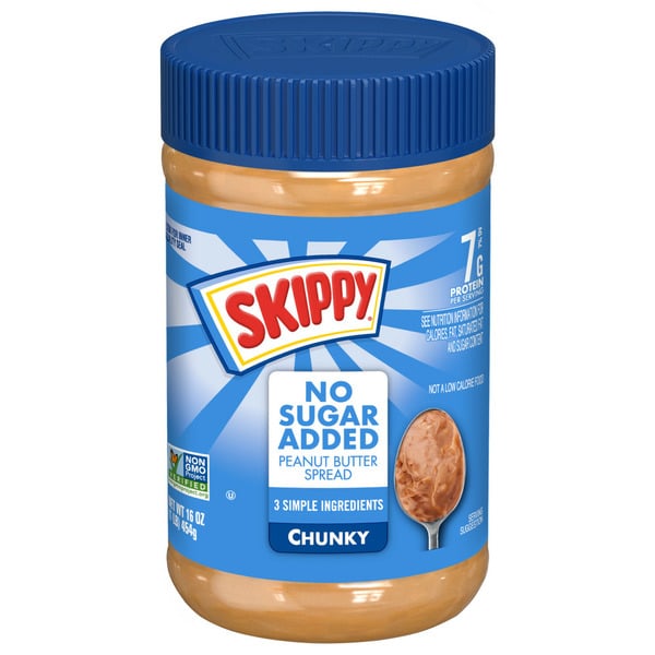 Nut butters & Preserves SKIPPY No Sugar Added Chunky Spreads 16 Oz hero