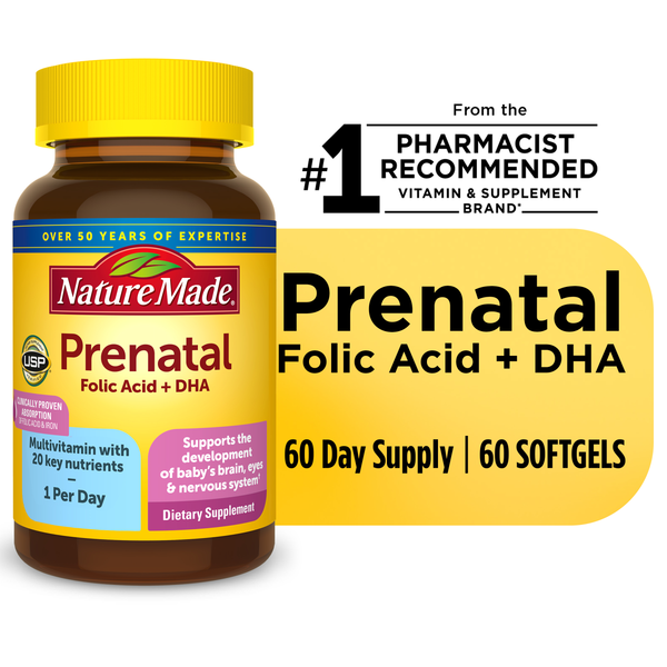 Supplements Nature Made Prenatal with Folic Acid + DHA Softgels hero