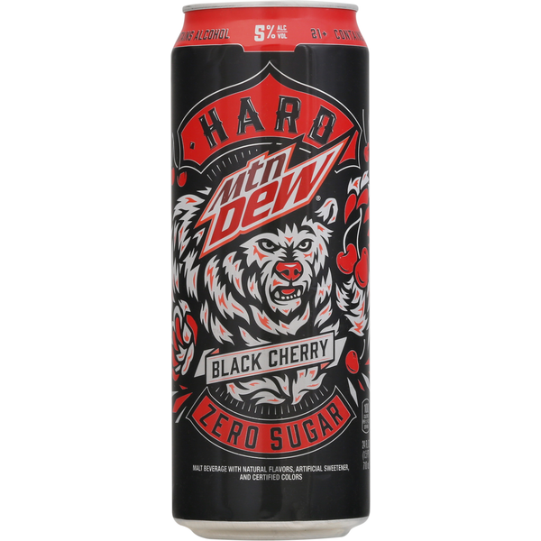 Mountain Dew Malt Beverage, Zero Sugar, Black Cherry, Hard hero